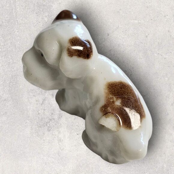 Vintage Japan Miniature Bulldog & Cat Figurines Pair Porcelain MCM Cute Animals - Picture 11 of 13